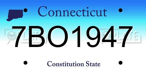 7BO1947 Connecticut License Plate
