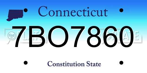 7BO7860 Connecticut License Plate