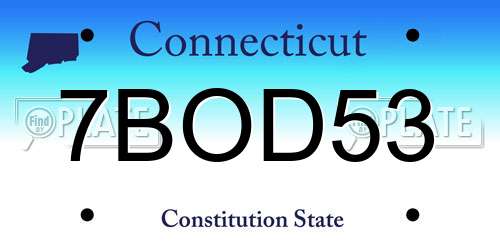 7BOD53 Connecticut License Plate