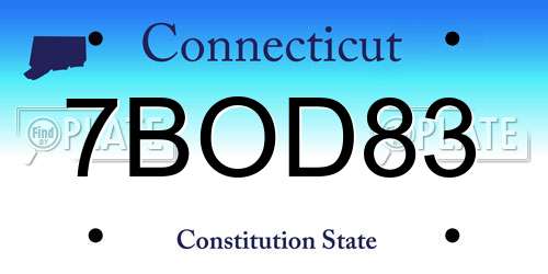7BOD83 Connecticut License Plate