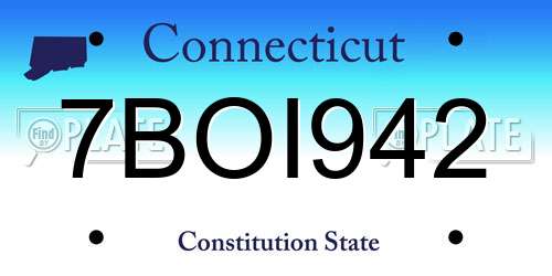 7BOI942 Connecticut License Plate