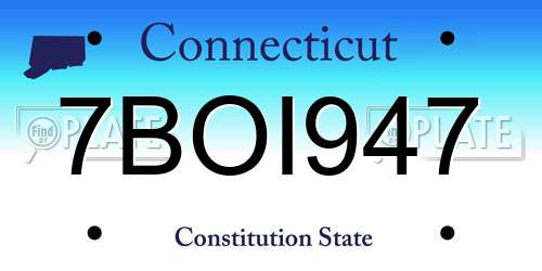 7BOI947 Connecticut License Plate