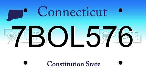 7BOL576 Connecticut License Plate
