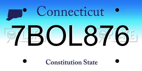 7BOL876 Connecticut License Plate