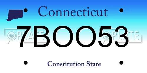 7BOO53 Connecticut License Plate