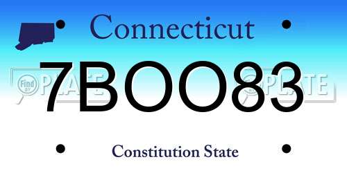 7BOO83 Connecticut License Plate