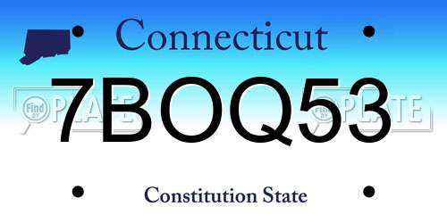 7BOQ53 Connecticut License Plate