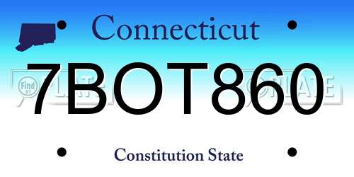 7BOT860 Connecticut License Plate