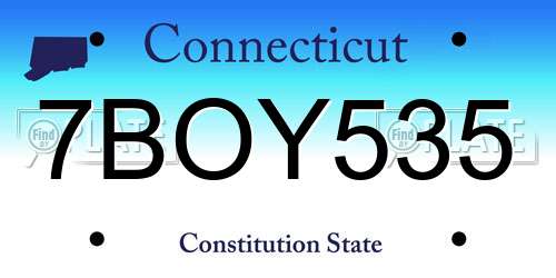 7BOY535 Connecticut License Plate