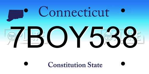 7BOY538 Connecticut License Plate