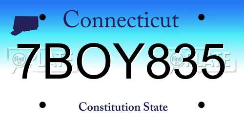 7BOY835 Connecticut License Plate