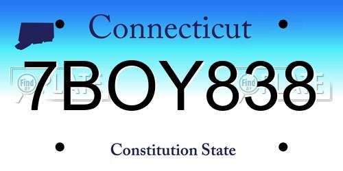 7BOY838 Connecticut License Plate
