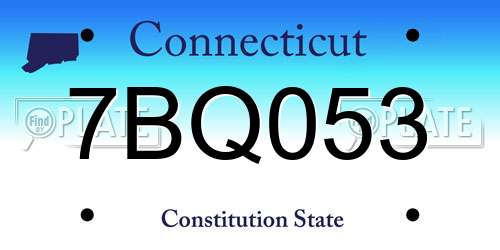 7BQ053 Connecticut License Plate