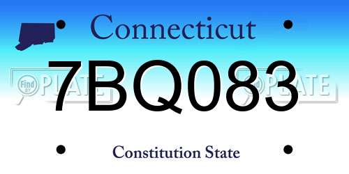 7BQ083 Connecticut License Plate