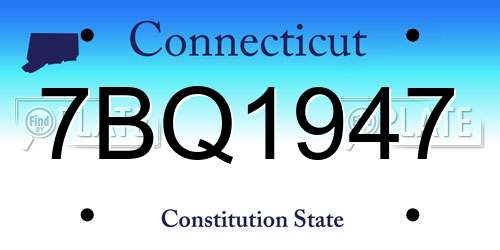 7BQ1947 Connecticut License Plate