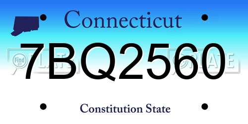 7BQ2560 Connecticut License Plate