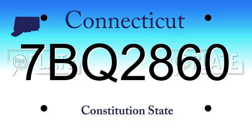7BQ2860 Connecticut License Plate