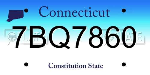 7BQ7860 Connecticut License Plate