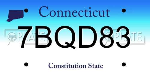 7BQD83 Connecticut License Plate