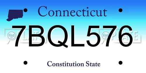 7BQL576 Connecticut License Plate