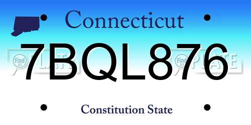 7BQL876 Connecticut License Plate