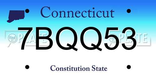 7BQQ53 Connecticut License Plate