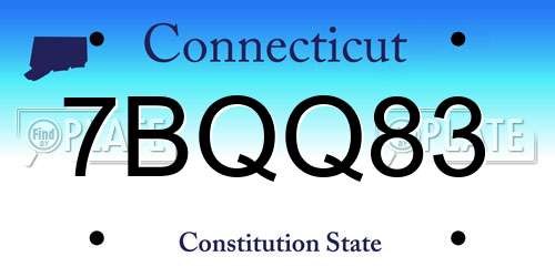 7BQQ83 Connecticut License Plate