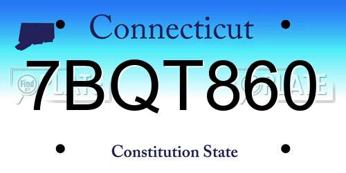 7BQT860 Connecticut License Plate
