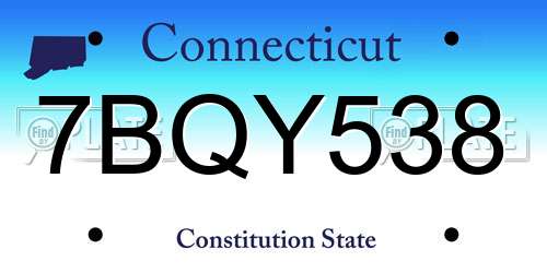 7BQY538 Connecticut License Plate