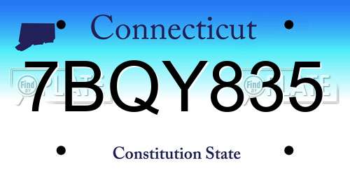 7BQY835 Connecticut License Plate