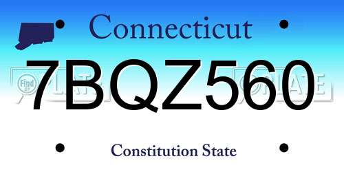 7BQZ560 Connecticut License Plate