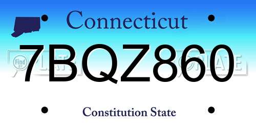 7BQZ860 Connecticut License Plate