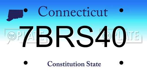 7BRS40 Connecticut License Plate
