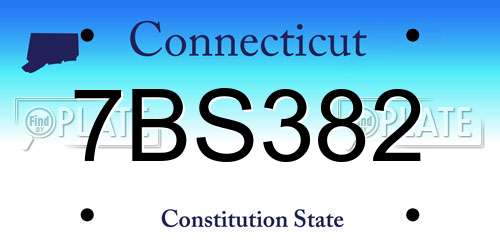 7BS382 Connecticut License Plate