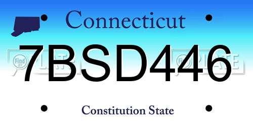 7BSD446 Connecticut License Plate
