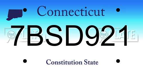 7BSD921 Connecticut License Plate