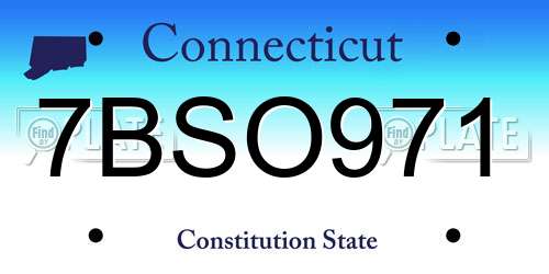 7BSO971 Connecticut License Plate