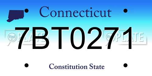 7BT0271 Connecticut License Plate