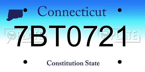 7BT0721 Connecticut License Plate