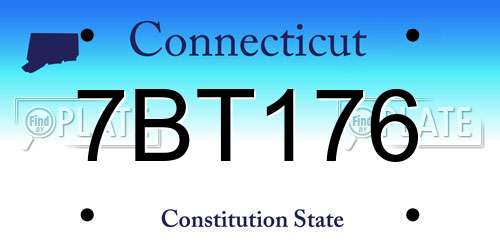 7BT176 Connecticut License Plate