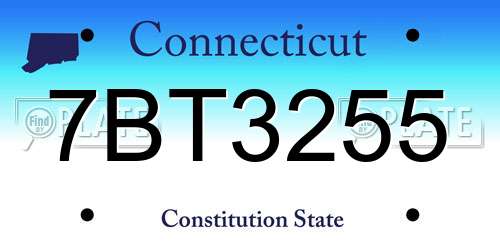 7BT3255 Connecticut License Plate
