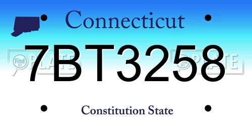 7BT3258 Connecticut License Plate