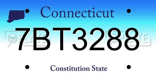 7BT3288 Connecticut License Plate