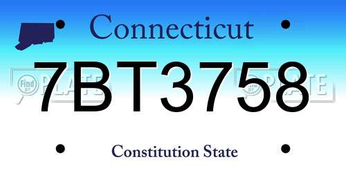 7BT3758 Connecticut License Plate
