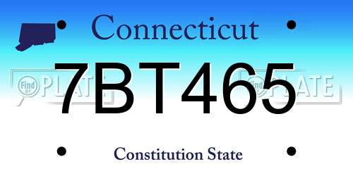 7BT465 Connecticut License Plate