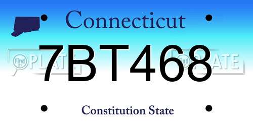 7BT468 Connecticut License Plate