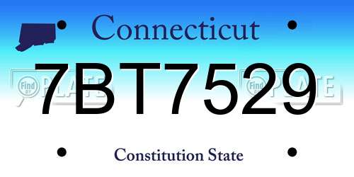 7BT7529 Connecticut License Plate