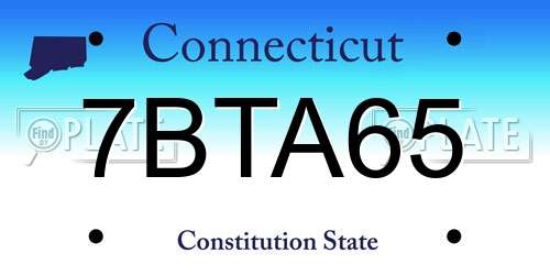 7BTA65 Connecticut License Plate