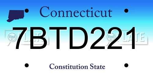 7BTD221 Connecticut License Plate