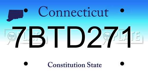 7BTD271 Connecticut License Plate